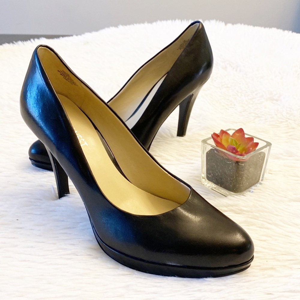 NINE WEST | Wise Up Black Leather Classic Heel Pump Stiletto women’s 7 - Picture 3 of 8